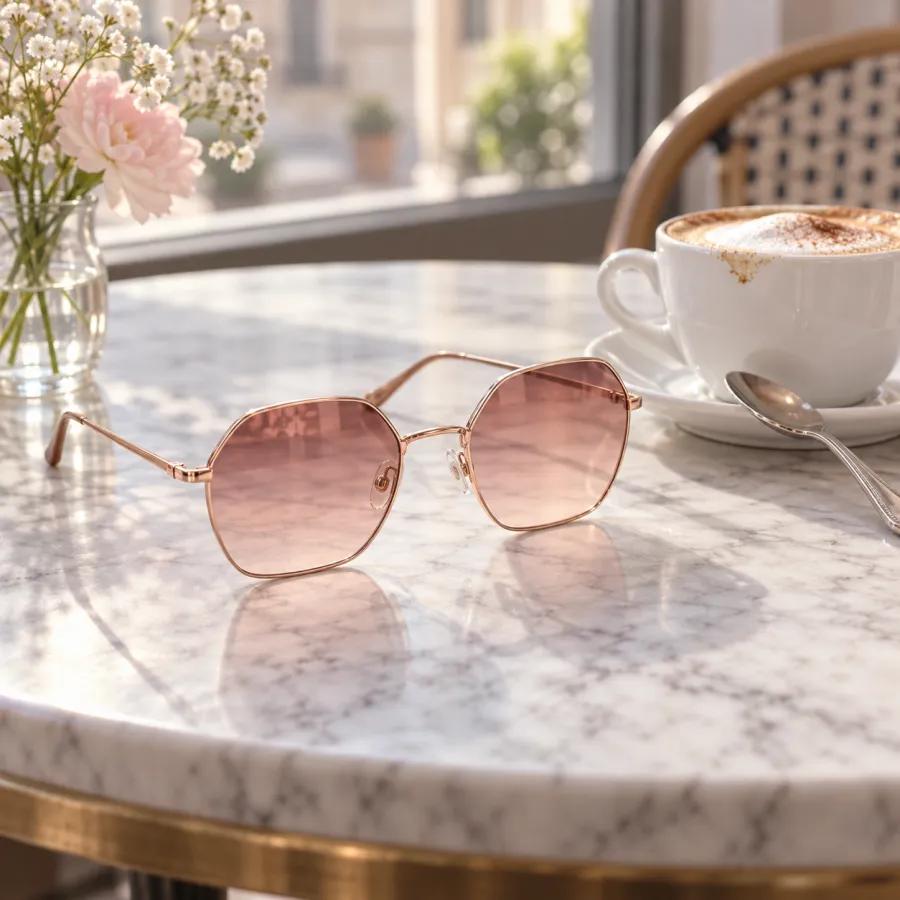 Occhiali da sole Bellagio, Metallo oro rosa, lente Rosa sfumato cat. 2